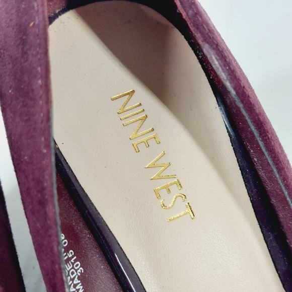 Nine West Leighton Red Wine Suede Slip On Wedge Pumps B81 - Picture 8 of 11